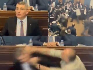 Opozičný poslanec Aleko Elisashvili napadol v gruzínskom parlamente predstaviteľa vládnej sekcie Mamuka Mdinaradzeho. 