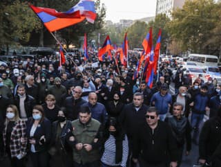 Protesty v uliciach Jerevanu