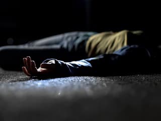 Bloody female victim of