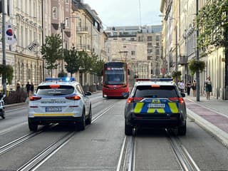 Polícia dohliada na protest