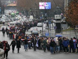 Demonštranti v Gruzínsku vytvorili