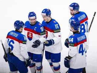 Slovenská hokejisti počas porady