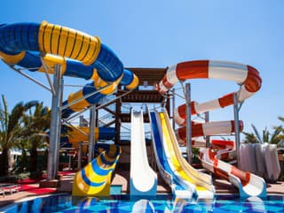 Colorful waterpark tubes and