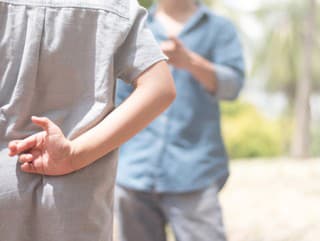 Lie kids concept.Liar female