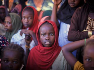 Na snímke vysídlené ženy