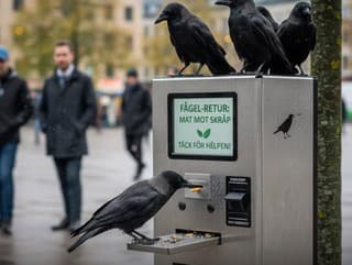 Vrany začali zbierať cigaretové