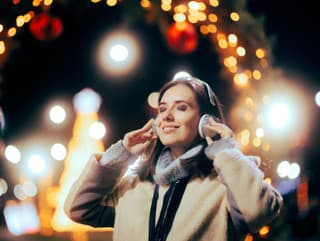 Lady enjoying xmas playlist