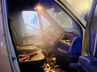 Požiar dodávky v mestskej