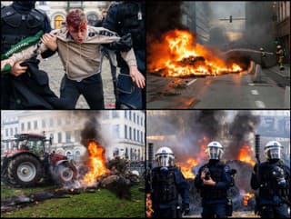 Protesty farmárov v Bruseli