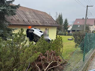 Auto skončilo zapichnuté v