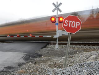 Blurred train moving past