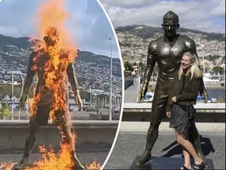 Mladík podpálil sochu Ronalda