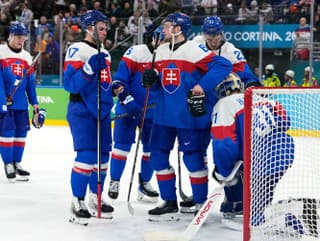Sklamaní slovenskí hokejisti po