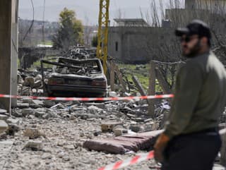 Zničená budova Hizballáhu v