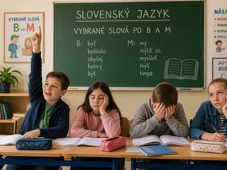 Žiaci na hodine slovenského