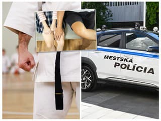 Tréner karate dával žiačke
