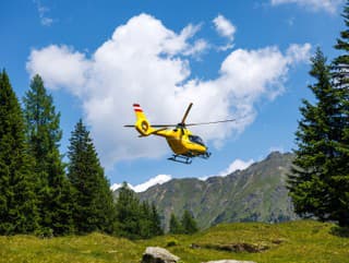 Flying rescue helicopter of