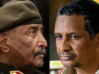 Veliteľ sudánskej armády Abdel Fattah al-Burhan (vľavo) a veliteľ sudánskych polovojenských síl rýchlej podpory generál Mohamed Hamdan Daglo (Hemedti).