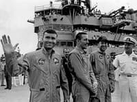 Astronauti Fred Haise, John Swigert a James Lovell