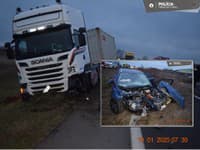 HRÔZOSTRAŠNÁ nehoda! FOTO Vodička prešla do protismeru, zrazila sa s dvoma kamiónmi: Skončila v poli