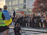 Protest pred SND v Bratislave