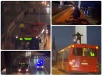 Obrovský hazard: Traja mladíci vyliezli na strechu autobusu a vozili sa po Moste SNP! Ich jazdu prekazil dispečing
