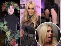 David Key obsypaný hroznom, sexi Dolly Buster a Haklová... Och, Monika, vidno ti až do žalúdka!