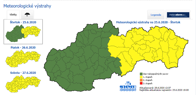 Slovensko by podobne ako minulý víkend mali potrápiť búrky.