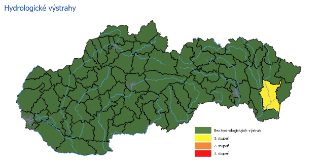 Hydrologická výstraha 1. stupňa pre okres Michalovce aktuálne platí do 26. júna do desiatej hodiny dopoludnia. 