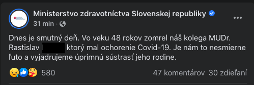 Na Slovensku zomrel prvý