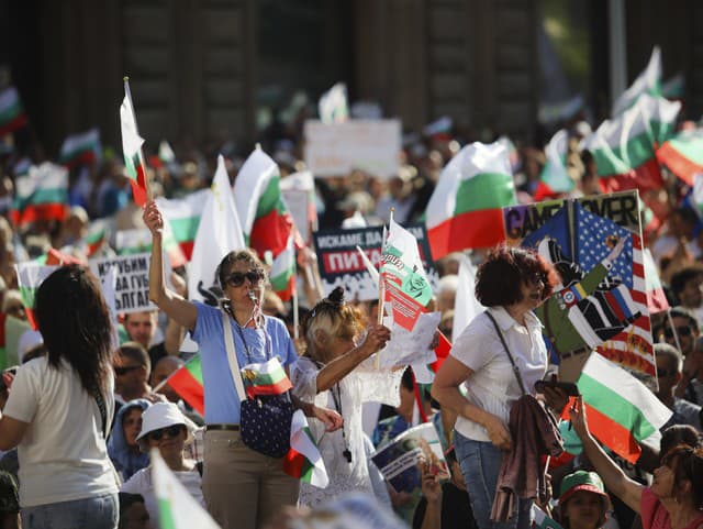 Protestujúci počas protestu v