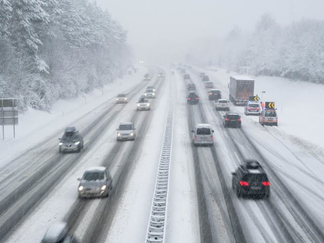 slippery highway in wintertime