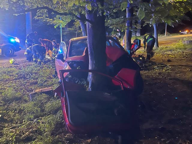 Ťažká nehoda v Bratislave: Mladá vodička (18) vpálila do stromu! Auto skončilo na šrot, zranilo sa päť ľudí
