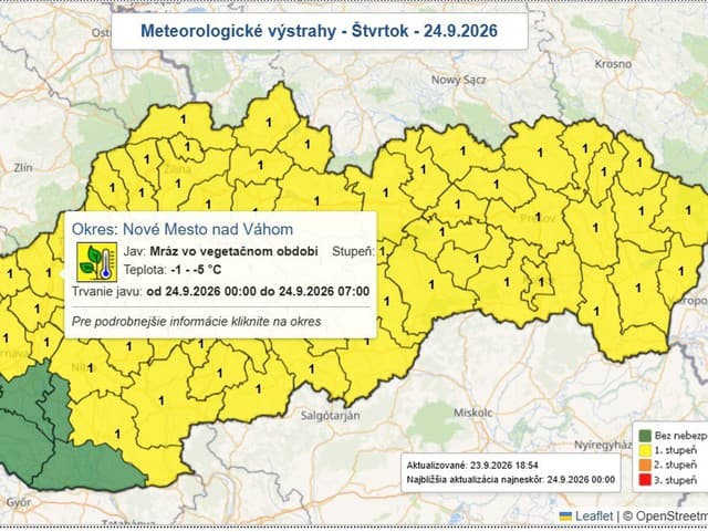 Predpoveď počasia na 24.9.2026