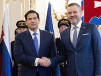prezident SR Peter Pellegrini (vpravo) a americký minister zahraničných vecí Marco Rubio (vľavo) počas prijatia v Prezidentskom paláci 