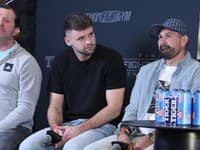 Tlačová konferencia Fight Night Challenge. Na snímke Jaromír Soukup, Attila Végh, Fiki Sulík