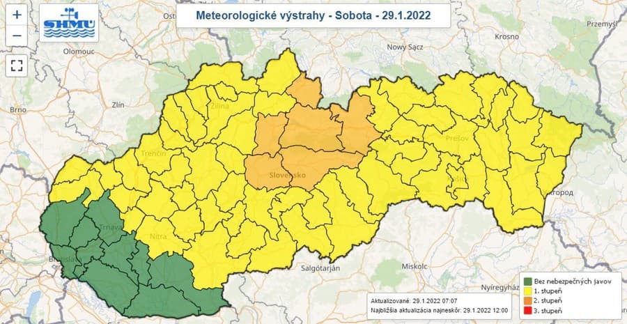 Takmer celé Slovensko zasiahne
