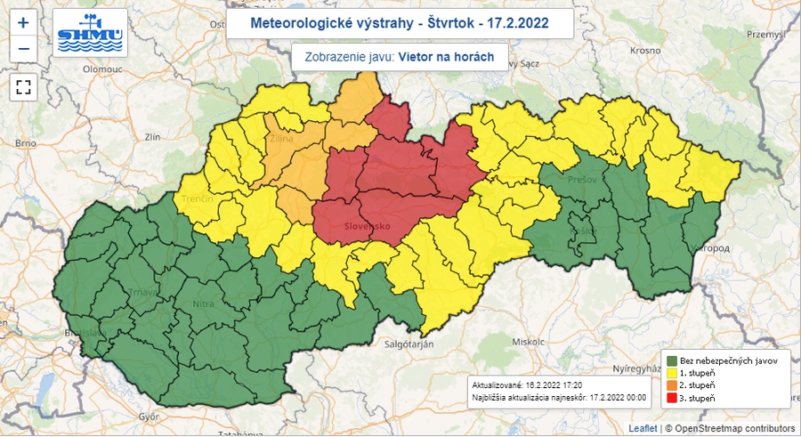 Vietor potrápi väčšinu Slovenska
