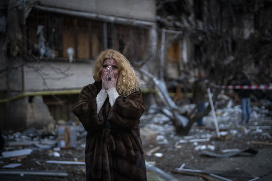 Zničené mesto Kyjev po bombardovaní