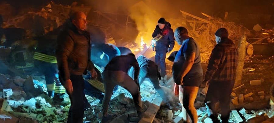 Následky nočného bombardovania v Žytomyrskej oblasti