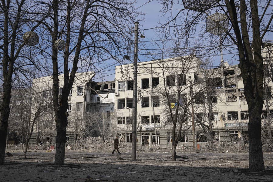 Zničené mesto Mariupol