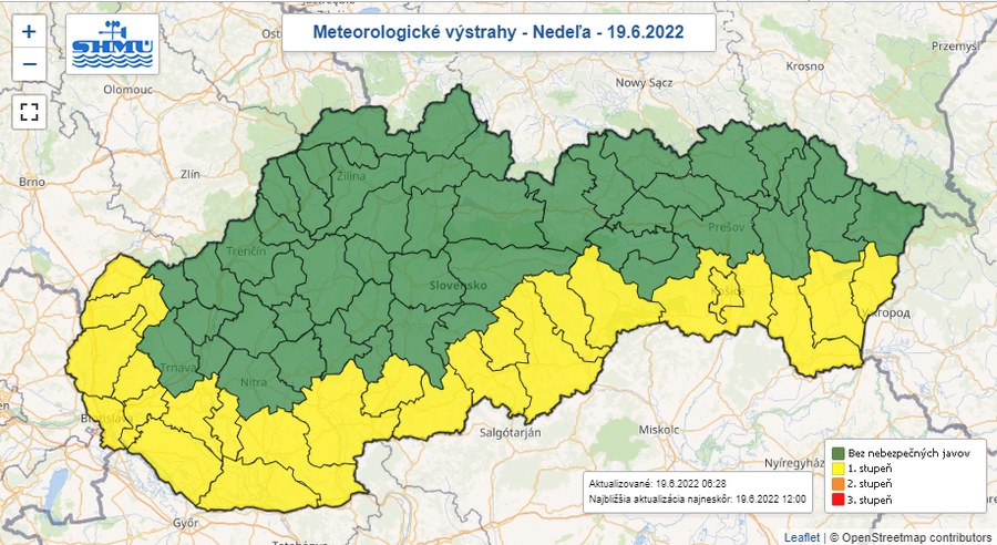 výstrahy ku 19.6.2022