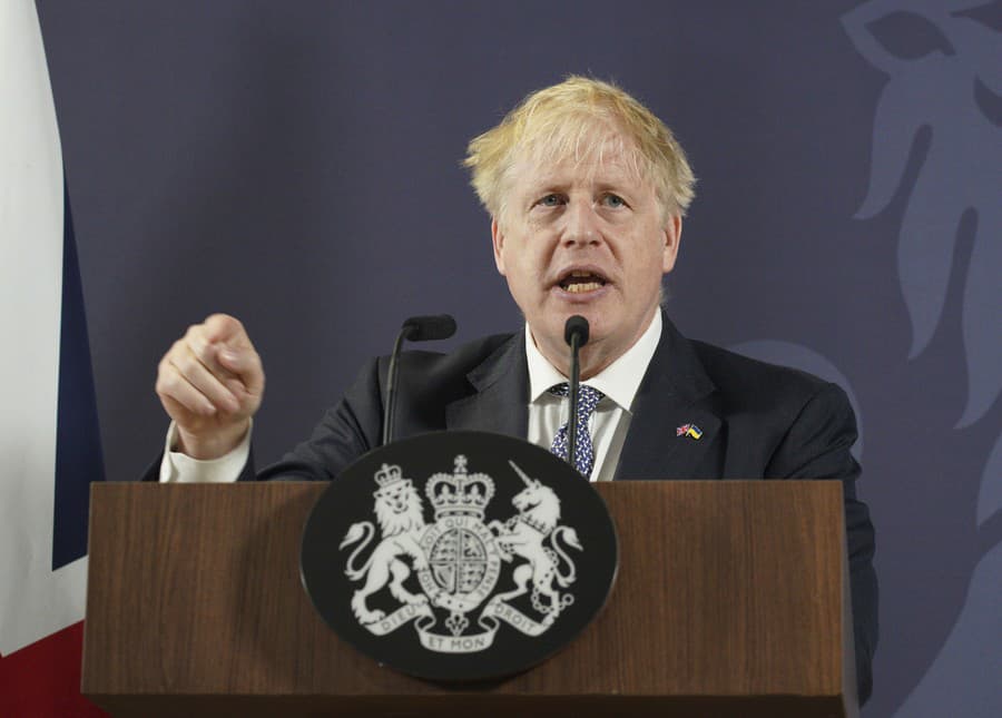 Boris Johnson reční na univerzite v Blackpoole.
