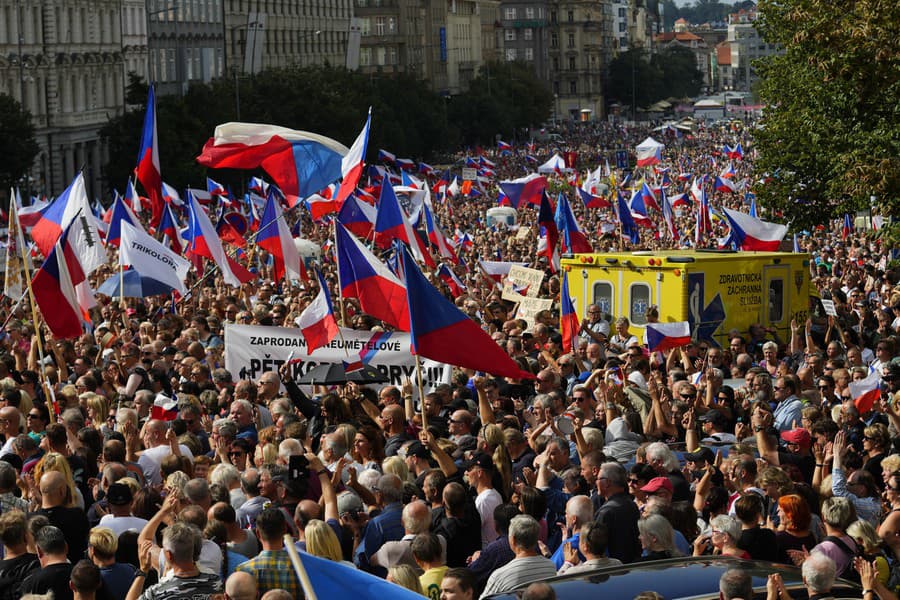 Protest v Prahe.