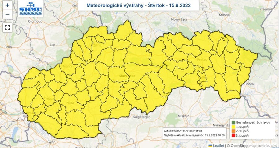 Výstraha platí pre celé Slovensko