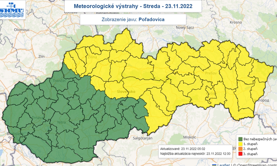 Niektoré oblasti Slovenska môže