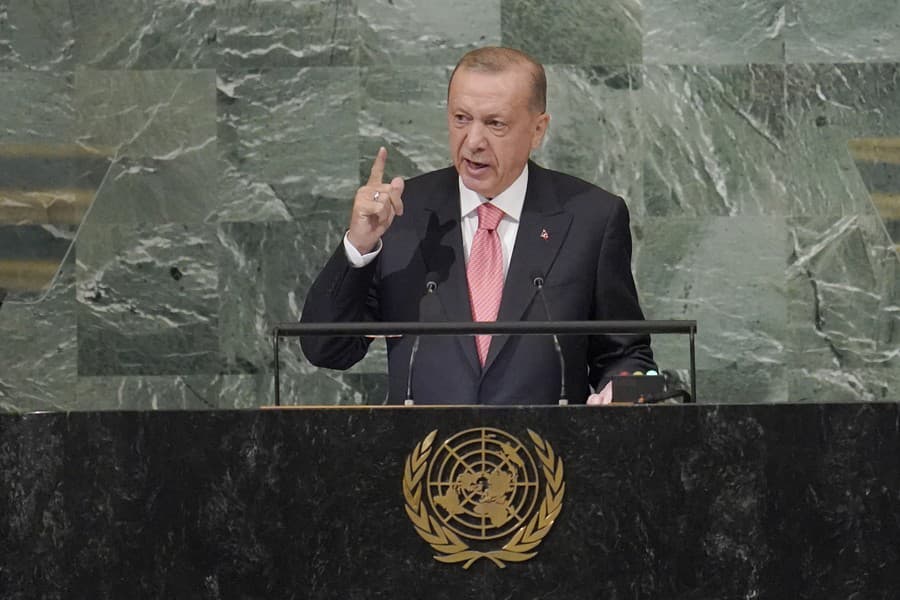 Turecký prezident Recep Tayyip Erdogan počas všeobecnej rozpravy Valného zhromaždenia OSN