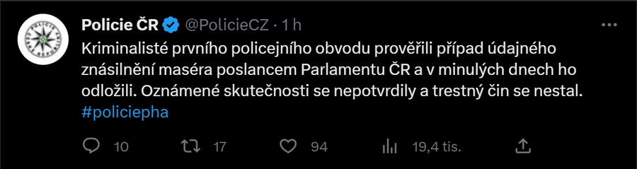 Príspevok Polície ČR k prípadu.