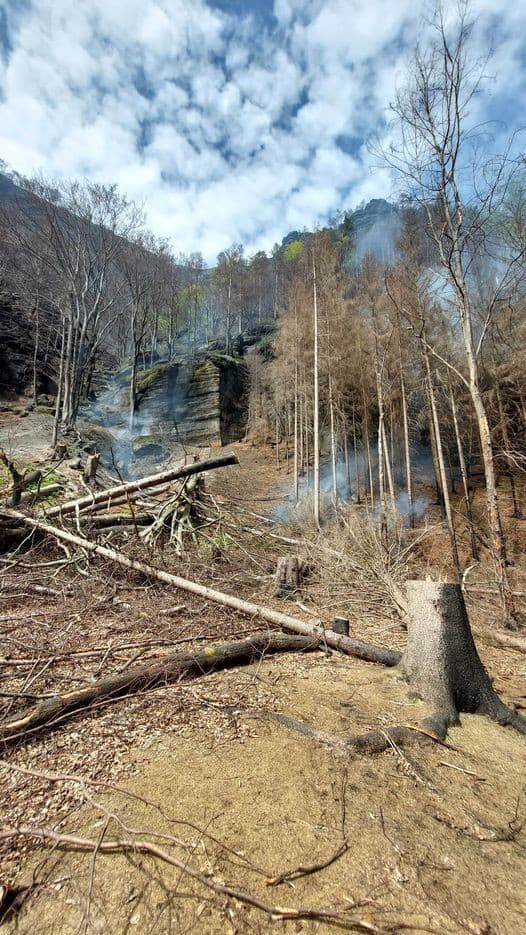V Národnom parku České Švajčiarsko opäť vypukol požiar