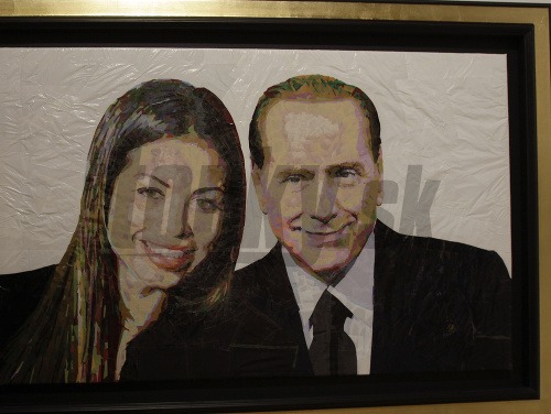Portrét, na ktorom je Karima el-Marough a Silvio Berlusconi
